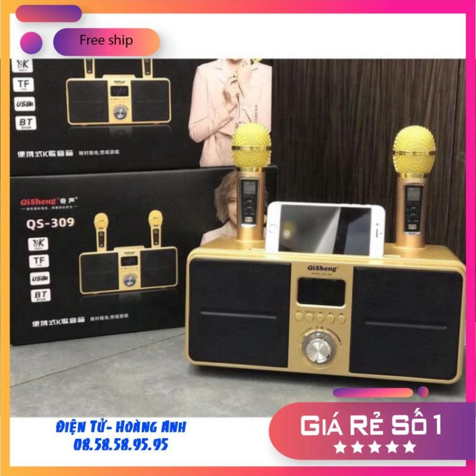 LOA KARAOKE SD309 Công Suất Lớn Kèm 2 Micro Không Dây Chỉnh ECHO, VOLUME
