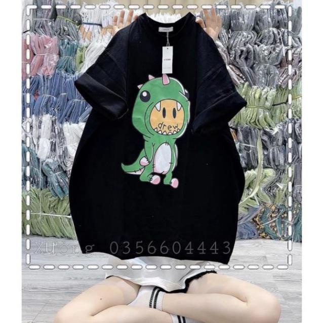 [ Rẻ Vô Địch ] Áo Thun 3158 Cotton Khô Form Rộng Unisex Nam Nữ In Hình Khủng Long