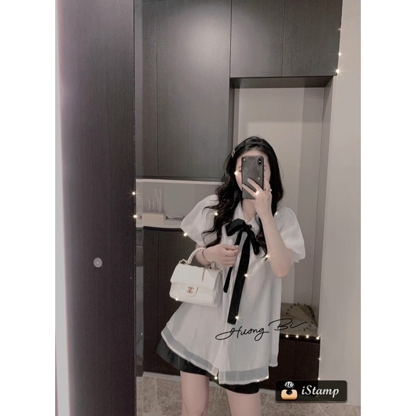 Áo Tơ Hai Lớp Thắt Nơ Tay Bồng Mã LT1