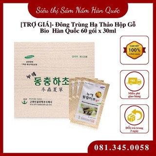 Đông Trùng Hạ Thảo Hộp Gỗ Trắng Bio Tem Hàn Quốc 60 gói x 30ml