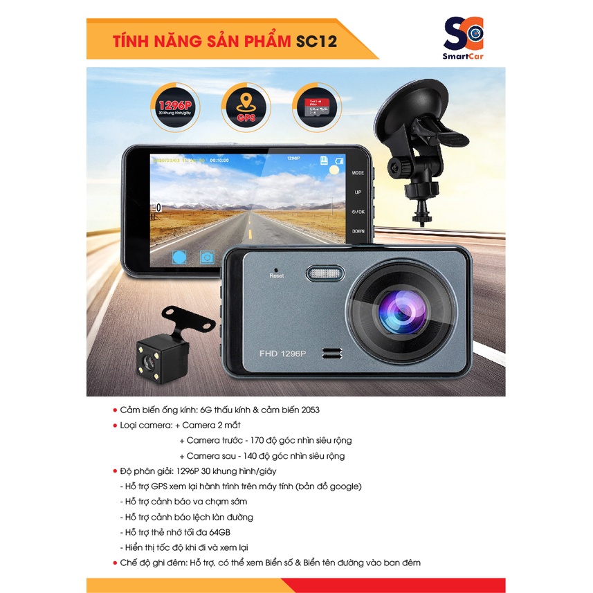Camera Hành Trình MD12 Smart Car Thiết Kế Nhỏ Gọn Màn Hình Nét Chất Lượng Cao An Toàn Cho Người Tham Gia Giao Thông | BigBuy360 - bigbuy360.vn