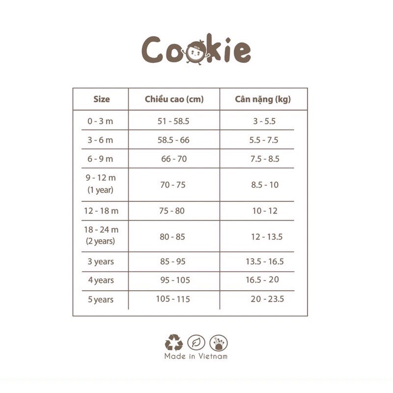 [Mã ICBTUE1532 giảm 15K đơn 99K] [COOKIE] Bộ quần áo sơ sinh dài tay cài chéo liền thân size 0-3m & 3-6m