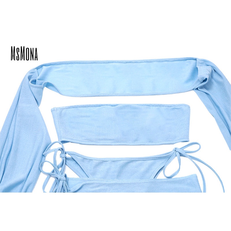 MsMona Bộ Đồ Bơi Lưng Thấp Màu Trơn Thời Trang 2023 Quyến Rũ Cho Nữ
