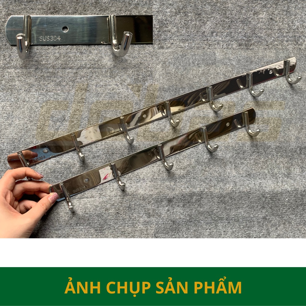 Móc treo quần áo 5 móc 7 móc inox sus 304 gắn tường dán tường không khoan đa năng Debas M210