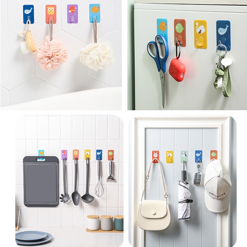 Móc Treo Đồ Dán Tường Bằng Nhựa Kiểu Dáng Hoạt Hình Dễ Thương Đa Năng