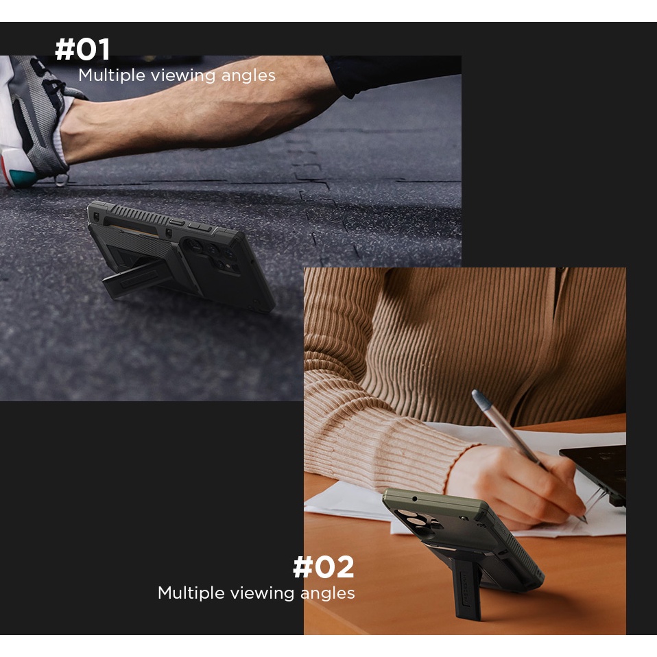 Ốp Điện Thoại Màu Xanh Lá / Đen Có Rãnh Cho Galaxy S23 Ultra Plus S23 +