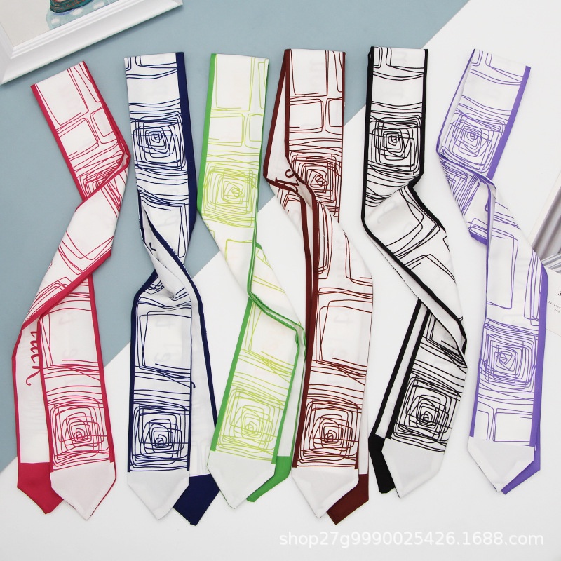 Khăn Choàng Lụa In Họa Tiết Trừu Tượng Đa Năng Dùng Trang Trí Túi Xách / Khăn Quàng Cổ / Băng Đô