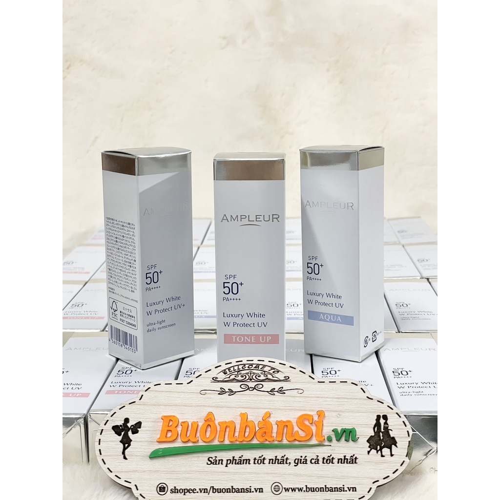 Kem Chống Nắng AMPLEUR Luxury White W Protect SPF 50+ PA++++ 30gr Nhật Bản