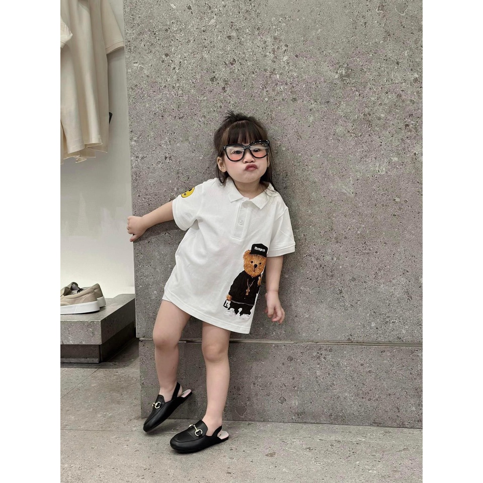 Áo polo gấu thug life cho bé , áo bẻ cổ cho bé trai , gái unisex , Kid_genz