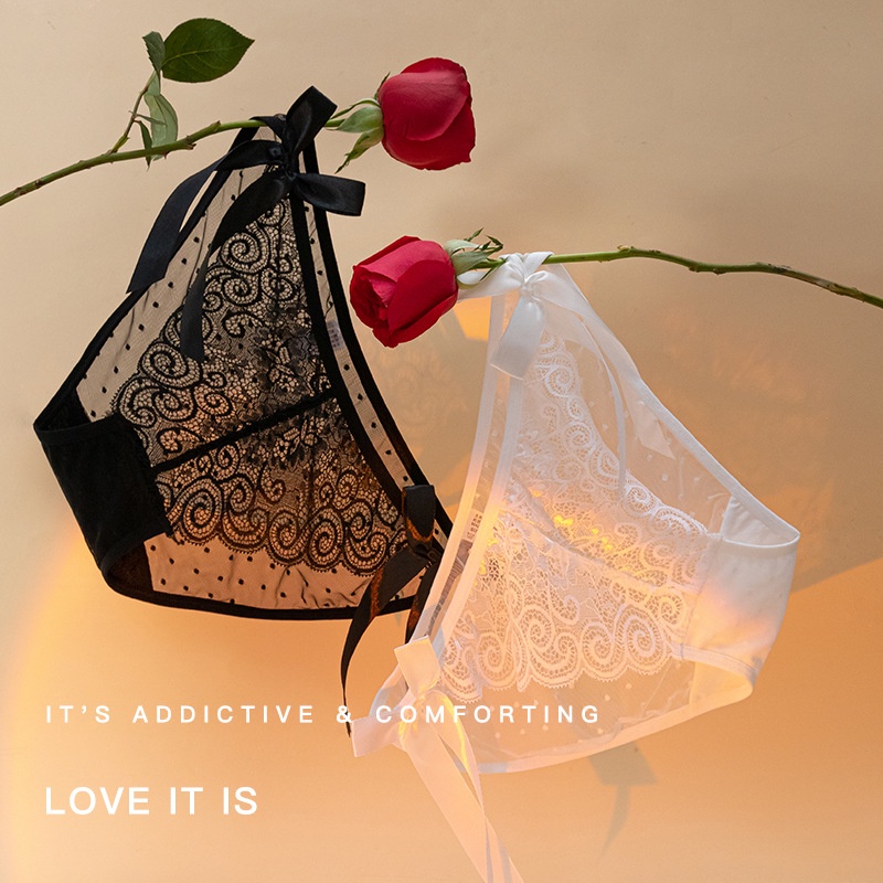 Quần Lót Lưới Ren Rỗng Lưng Thấp Quyến Rũ Cho Nữ