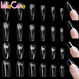 Bộ 24 Móng Tay Giả Acrylic Trong Suốt Dạng Nhấn Che Phủ Toàn Diện Tự Nhiên
