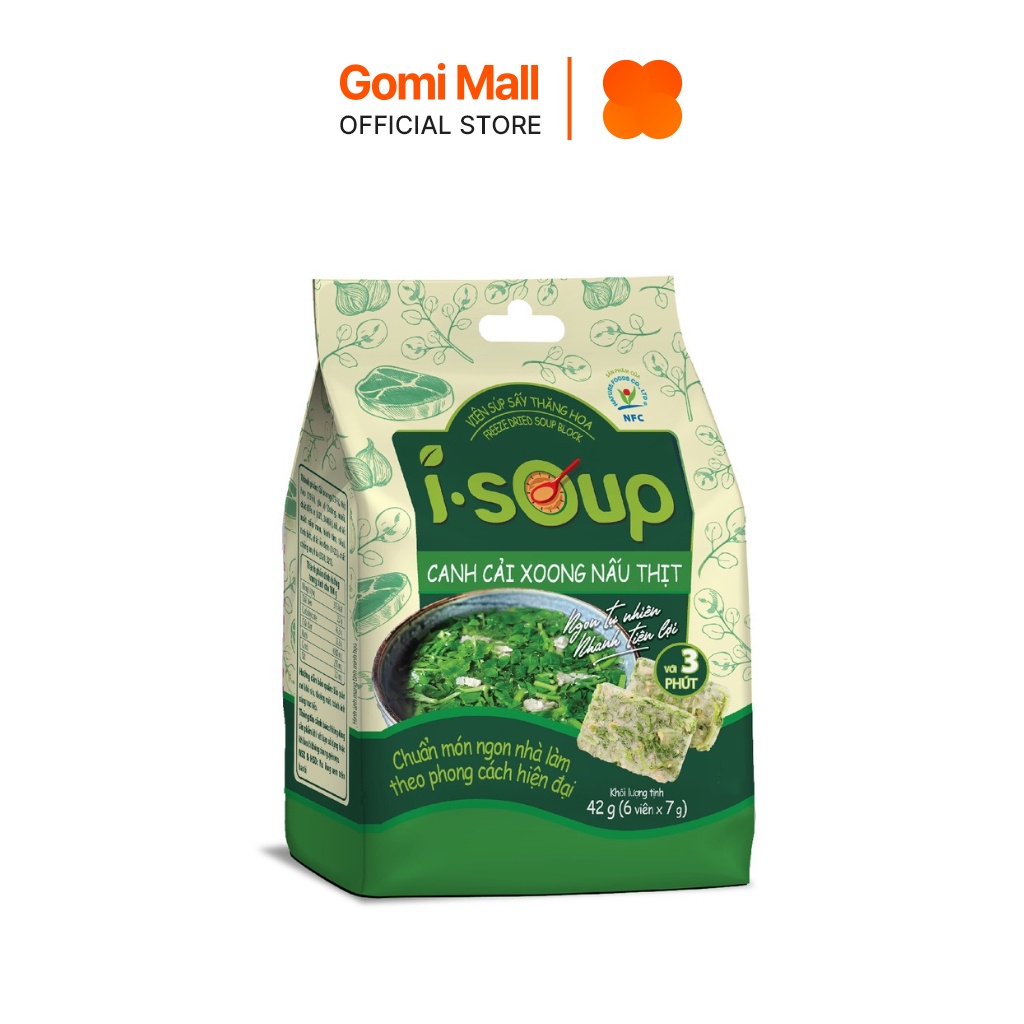 Canh cải xoong nấu thịt ăn liền I-SOUP 42g túi 06 viên GOMI Flagship Store