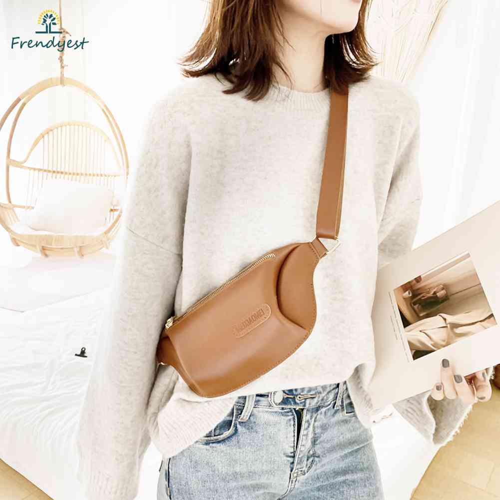 Túi Đeo Hông Bằng Da PU Màu Trơn Thời Trang Dành Cho Nữ