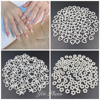 Set 10 phụ kiện hạt trai hình trái tim, nơ , hoa , sao…trang trí móng siêu sinh