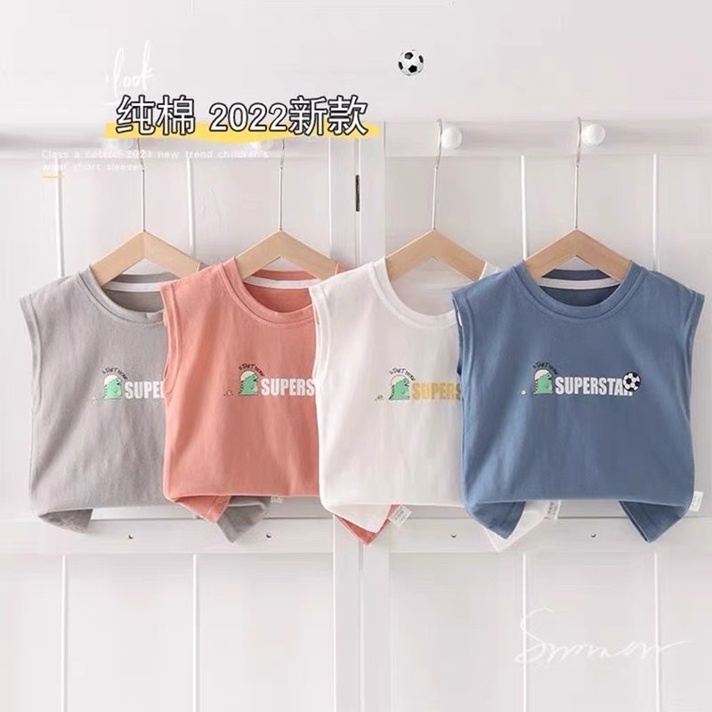 Áo ba lỗ bé trai bé gái, áo sát nách in hình quả bóng chất cotton thoáng mát - HADU KIDS 7-30kg