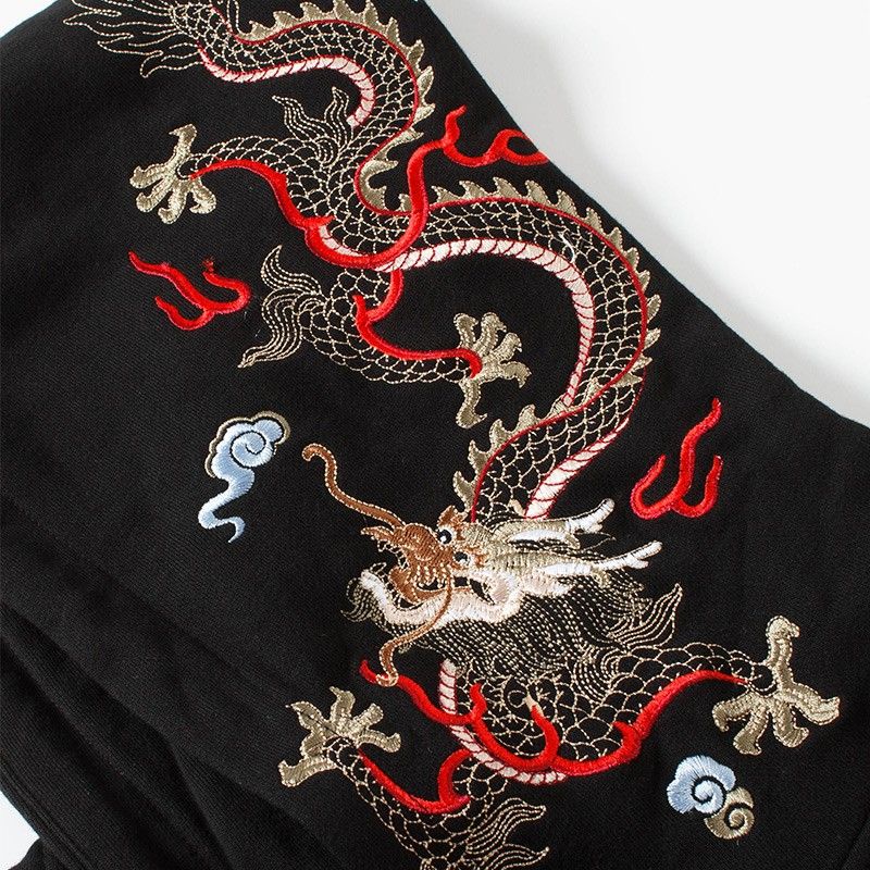 Áo Khoác Hoodie Dáng Rộng Thêu Hình Rồng Kiểu Trung Hoa Cổ Điển Cá Tính Cho Nam
