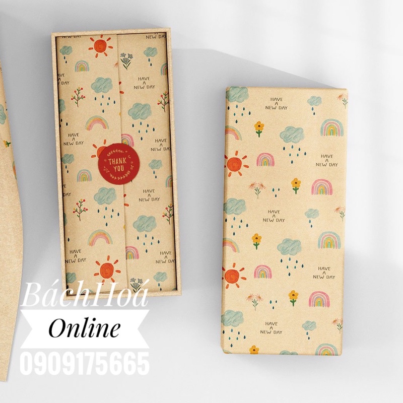 Giấy Kraft hoa tiết vintage - nhiều mẫu - kích thước 51x71cm