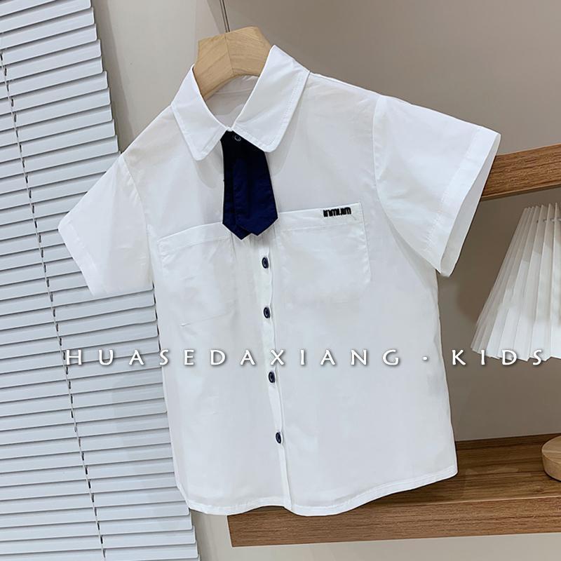 Bộ Áo Sơ Mi Tay Ngắn Phối Chân Váy Yếm Denim Kiểu Phương Tây Thời Trang Mùa Hè 2023 Cho Bé Gái