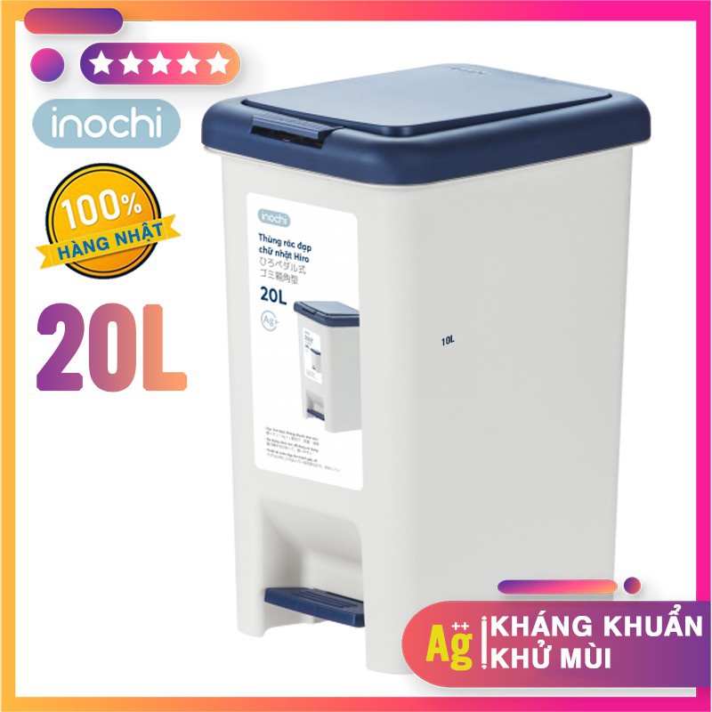 Thùng rác đạp kháng mùi kèm lõi cao cấp Inochi 10L - 15L - 20L - 30 L - Nhựa nguyên sinh bền màu