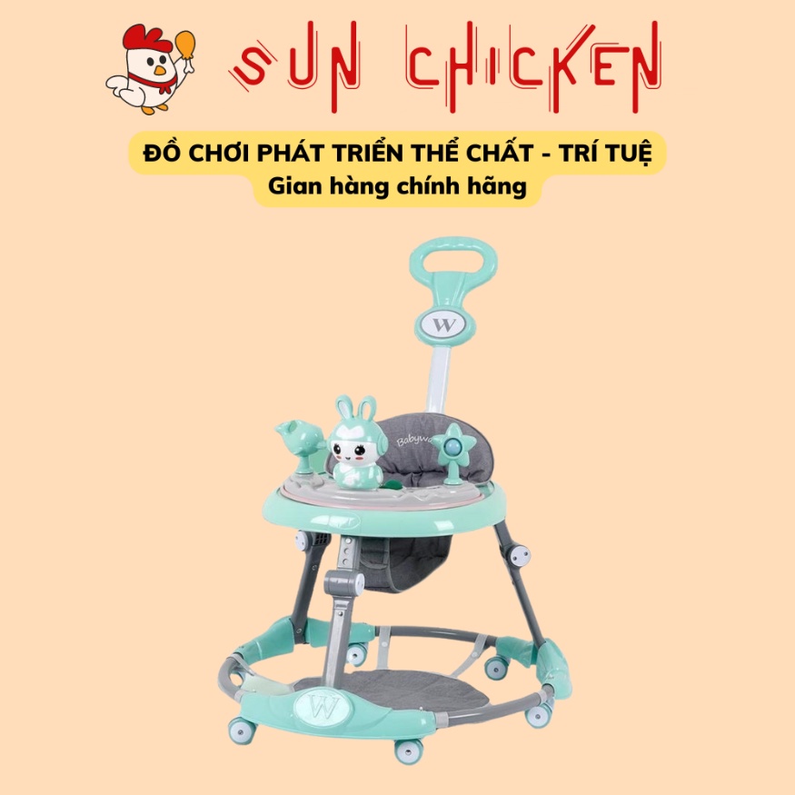 Xe Tròn Tập Đi Cho Bé Chống Đổ Full Phụ Kiện Có Tay Đẩy Kèm Nhạc Tích Hợp Bàn Ăn, Bánh Xe Xoay 360 Độ Chắc Chắn