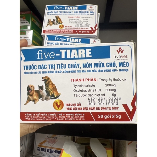 Five Tiare  chuyên dùng tiêu chảy, nôn mửa cho chó mèo
