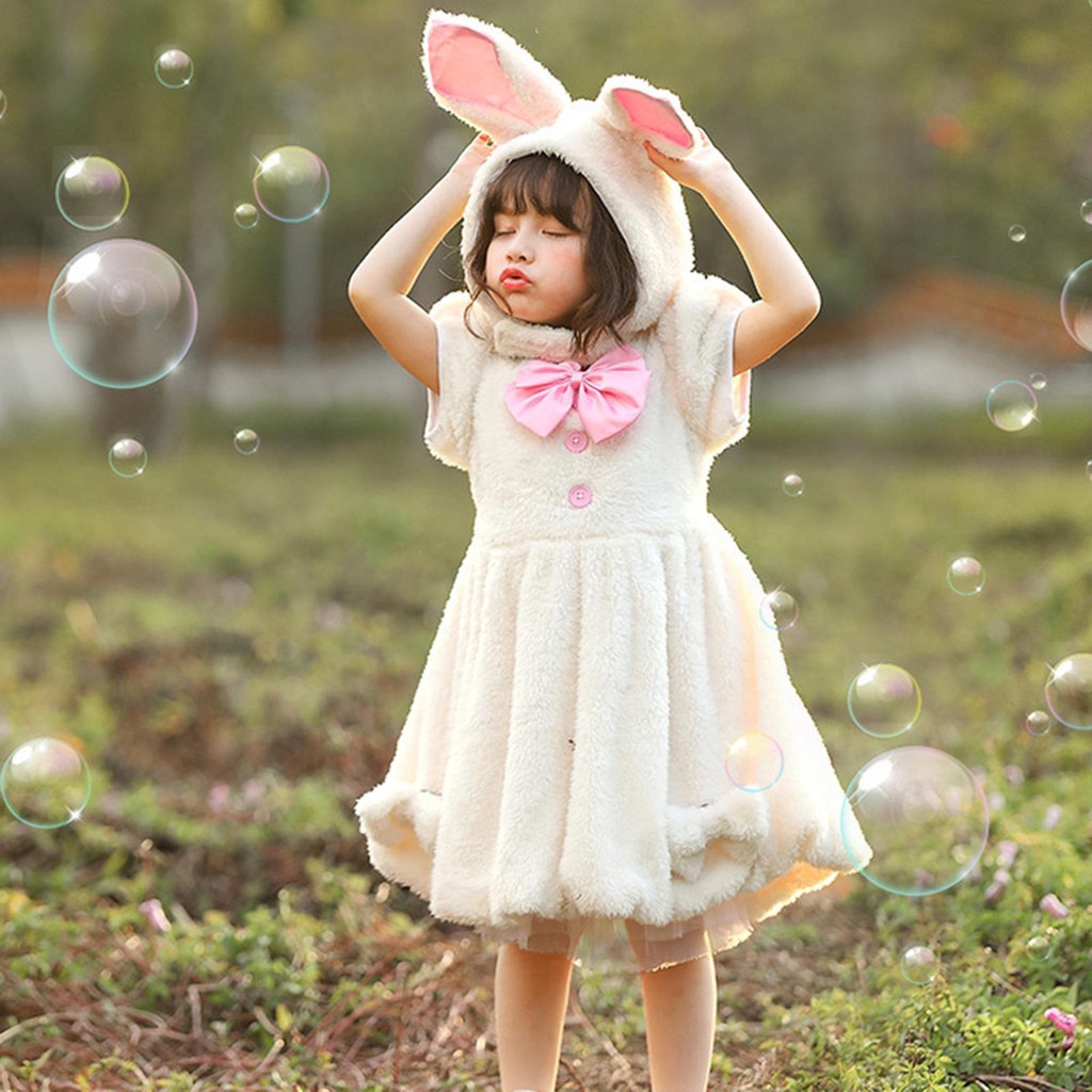 Đầm Hóa Trang Thỏ Phục Sinh Kèm Nón Cho Bé Gái