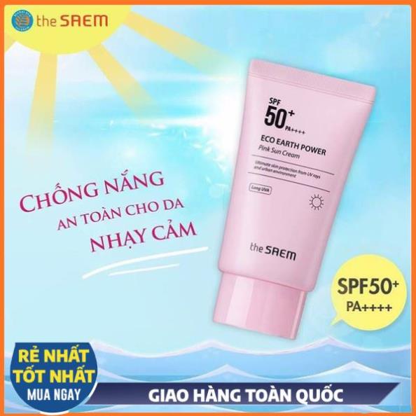 Kem Chống Nắng THE SAEM ECO EARTH SPF 50+ Hàn,Quốc kiềm dầu, chống bóng nhờn số 1 thế giới /