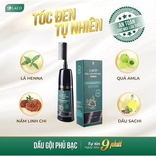 Dầu gội phủ bạc thảo dược laco black hair 200ml - gội là đen nhuộm tóc tự tin sau 9 phút mới