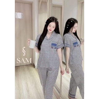 Bộ lụa SAM cao cấp ko nhăn siêu đẹp bộ pijama ngắn tay quần dài bộ mặc nhà đẹp bộ ngủ lụa