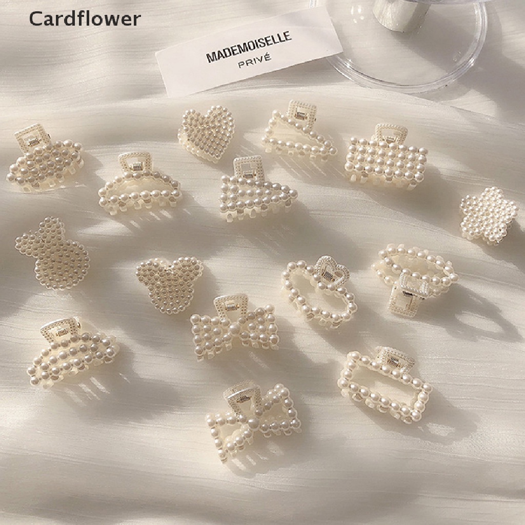 < Cardflower > Kẹp Tóc Móng Vuốt Đính Ngọc Trai Giả Hình Nơ Trái Tim Hoạt Hình Dễ Thương Ngọt Ngào Thanh Lịch Cho Nữ