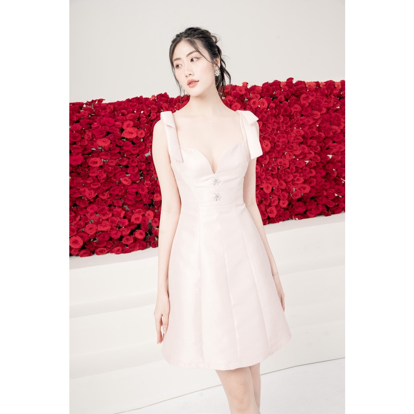 RẬP - Đầm Hồng Ngắn Hai Dây Thắt Nơ Không Tay - LOVIE 04 SHORT