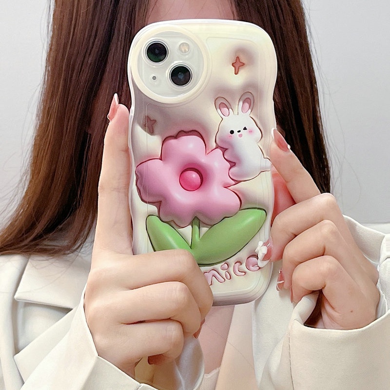 VIVO V27 V27E Y36 Y02 Y22 Y22S Y35 4G Y21 Y33S Y21S Y21T Y33T Y21A Y20 Y20i Y20S Y12A Y12S 2021 5G Y76 Y16 Y15S Y15A Y50 Y30 Y30i Y17 Y12 Y15 2020 Y3S Y19 Y95 Y93 Y91 Y91i Y91C V23 V25 V25E V23E Pro Wave Edge Visual 3D Cartoon Bear Flower Soft Case STB 27