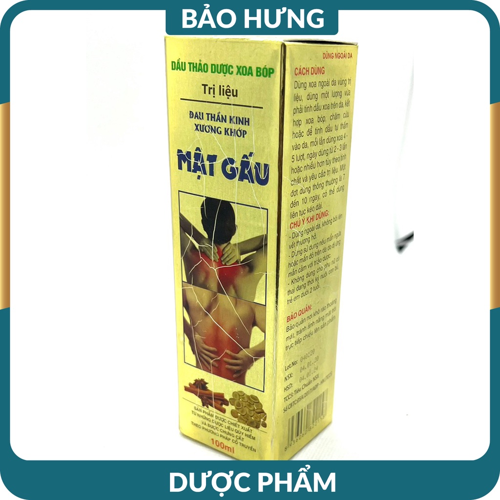 Dầu xoa bóp thảo dược mật gấu giảm nhức xương khớp, dây thần kinh - Chai 100ml