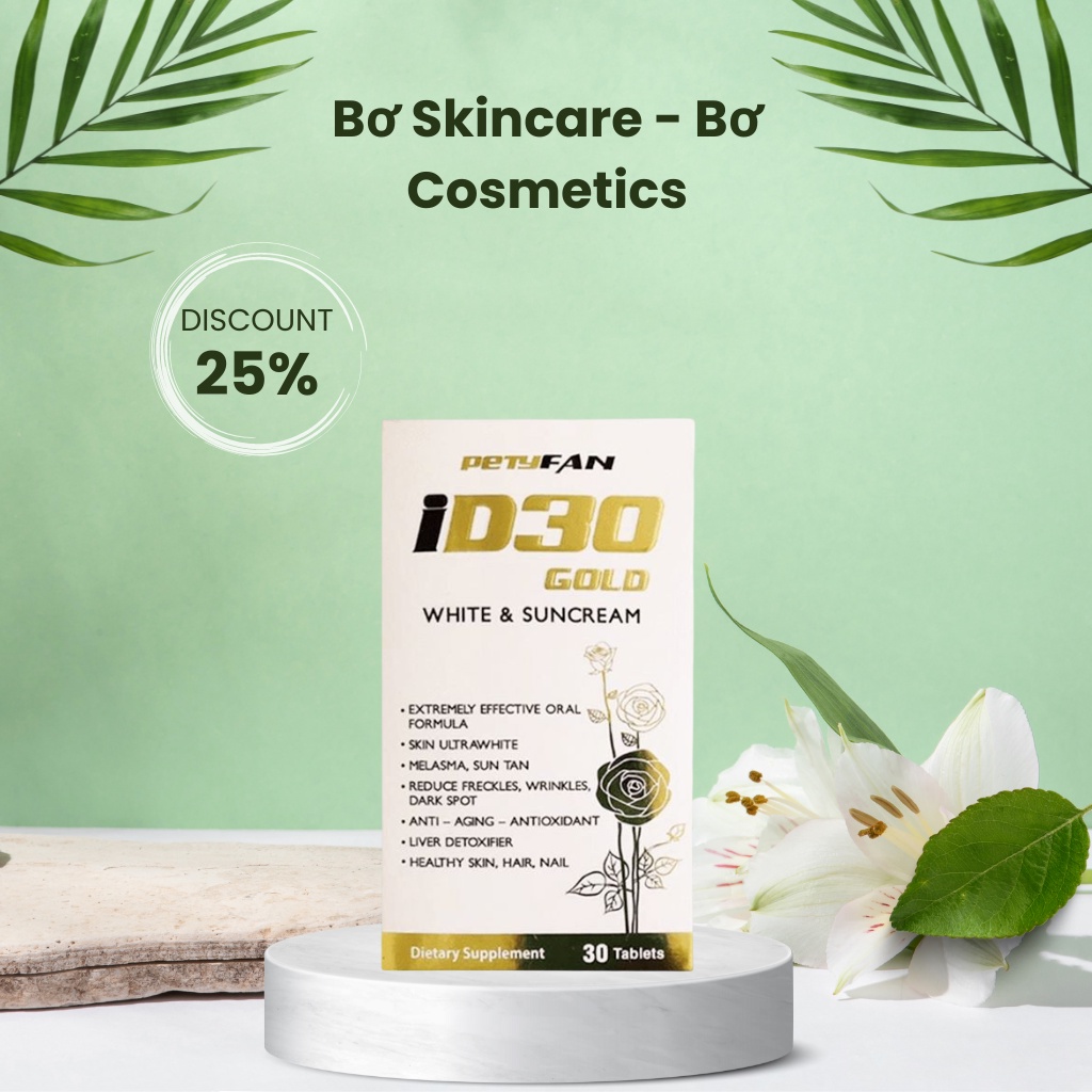 ( CHÍNH HÃNG) Viên uống chống lão hoá trắng da PETYFAN ID30 GOLD ( 30 viên)