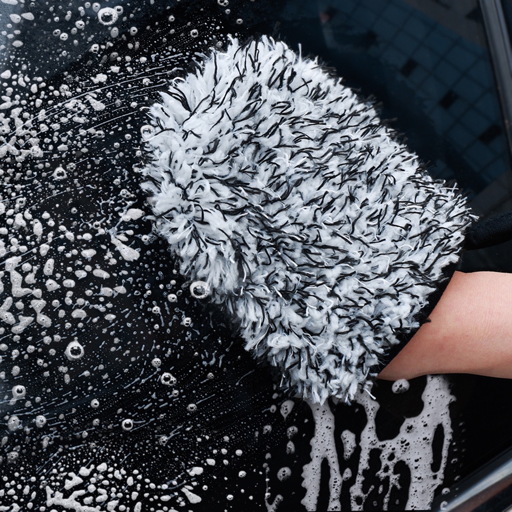 Găng Tay Nhung San Hô Hai Mặt Mềm Mại Vệ Sinh Xe Hơi