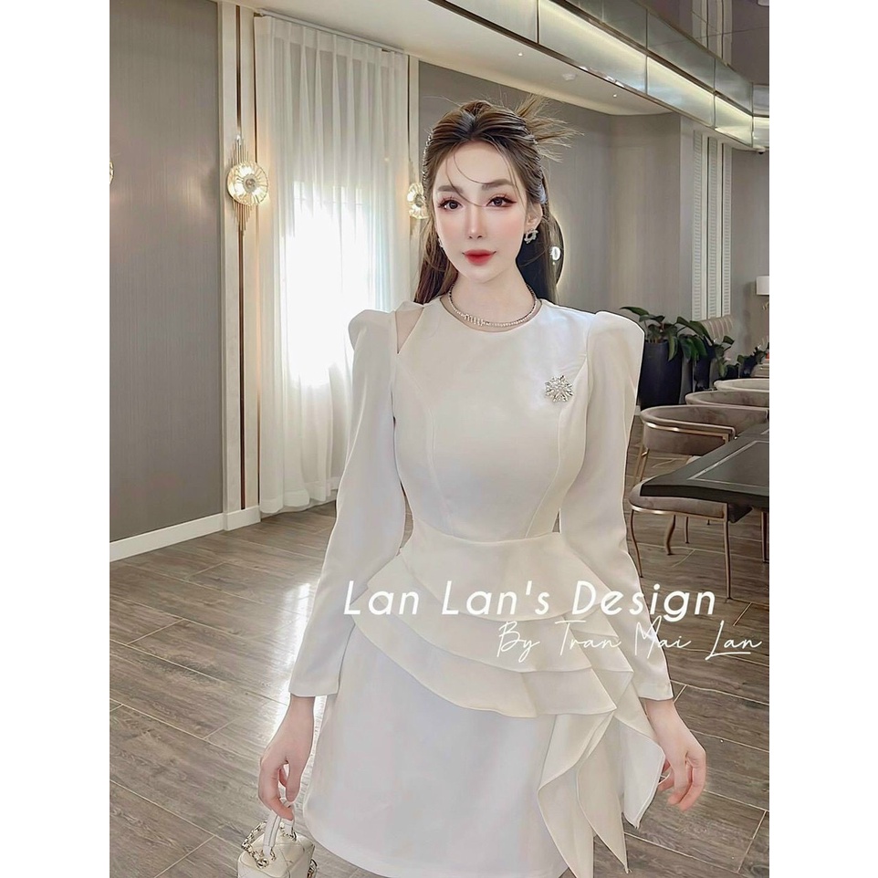 Đầm váy nữ khoét vai tay dài thiết kế thời trang nữ cao cấp