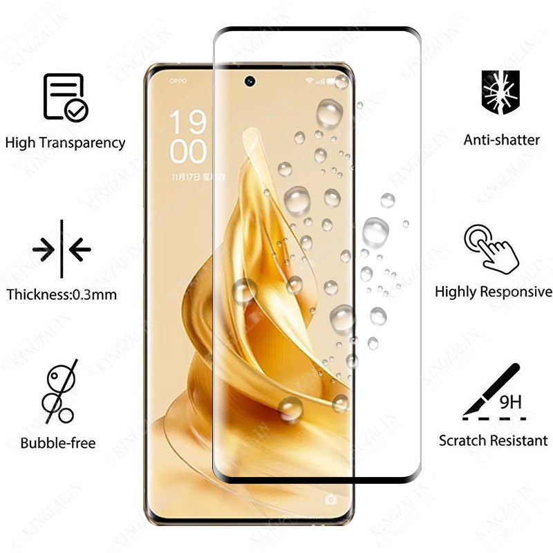 Kính Cường Lực 2 Trong 1 Viền Cong Bảo Vệ Camera Cho Oppo Reno 9 8 Pro Plus 8Pro + 9Pro + 8T 8Z Reno8T Reno8 Reno9 4G 5G