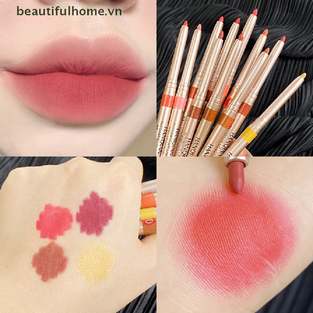 Bút Kẻ Viền Môi 10 Màu Lì Tự Động Xoay Chống Thấm Nước Lâu Trôi