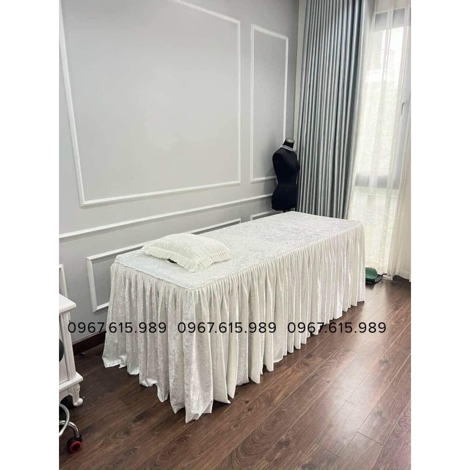 Bộ ga giường spa nhung cao cấp, nhiều màu kèm gối có ruột (ib kích thước khi đặt)