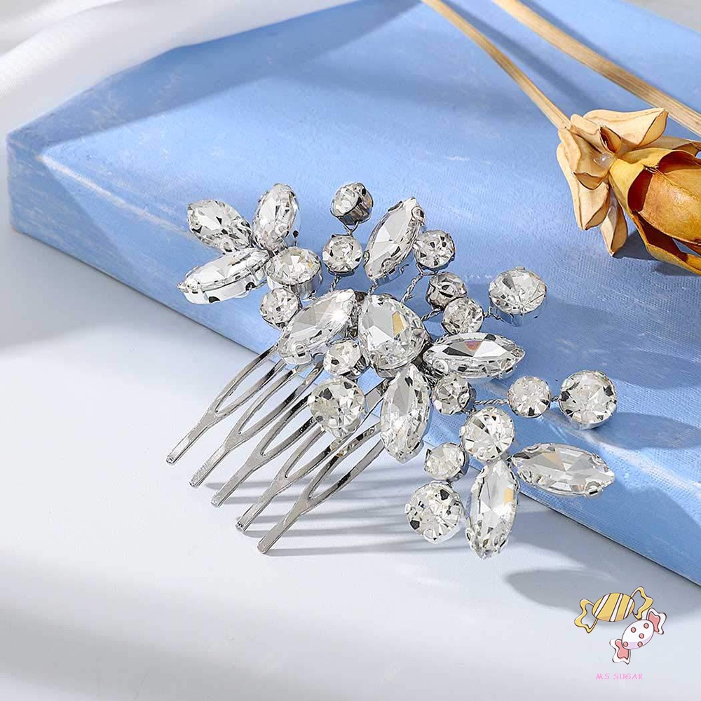 YADORNOS Lược Cài Tóc 5 Răng Đính Đá Lấp Lánh Cho Phù Dâu