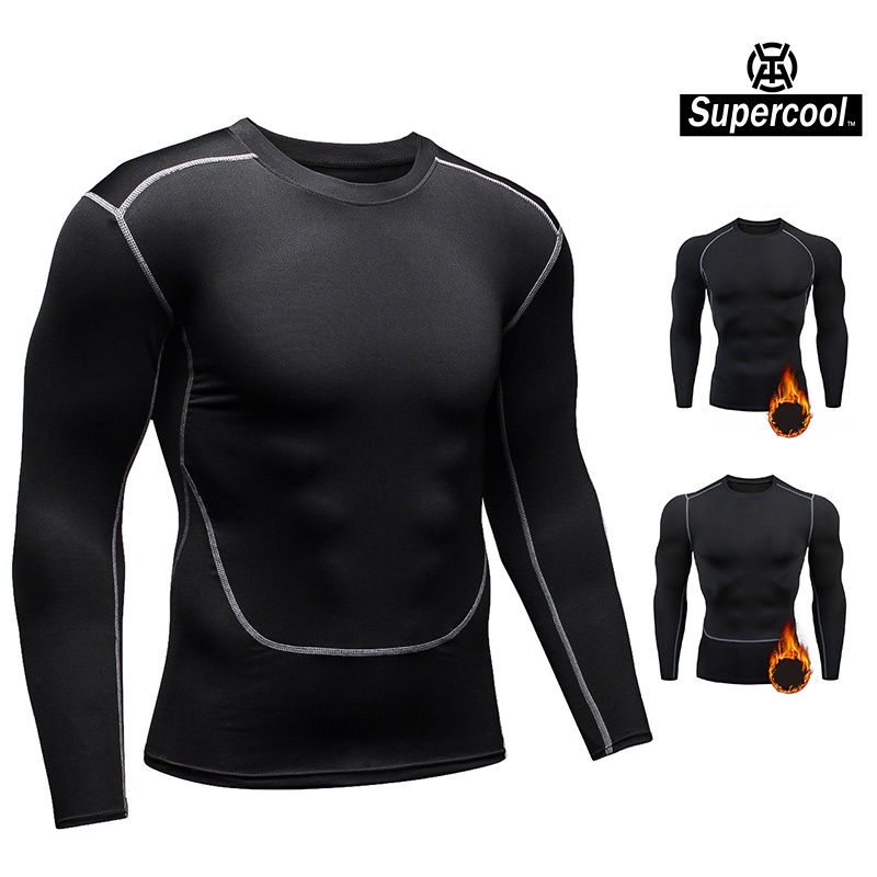 #SupercooL# Áo Giữ Nhiệt Thể Thao Nam Áo Dài Tay Tập Gym Big Size Giữ ấm Nhanh Khô Cao Cấp Vải Thoáng Thun Lạnh PE Co Cổ Tròn Trơn Rộng Dày Form Slimfit Chạy Bộ Chuyên Thể Dục Bóng Rổ Bóng Đá Cầu Lông Xe đạp