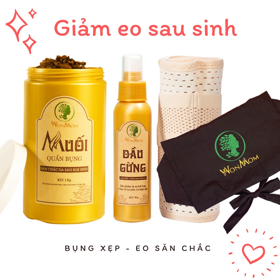 [ Giảm 100K - Đơn 879K ]  Bộ ở cữ đầy đủ Wonmom ( Tắm gội - dưỡng trắng mặt - body - giảm eo - xông hơi - lợi sữa - bé