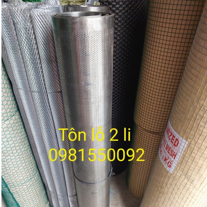 ( Khổ 1M x Dài 2M) Tôn Dầu Đục Lỗ Tròn 2li .Chất lượng ( Loại 1)