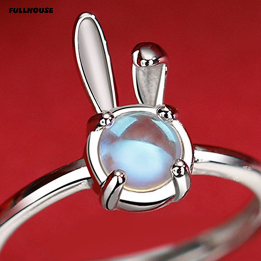 Nhẫn Đính Đá Mặt Trăng Nhân Tạo Hình Thỏ Dễ Thương Thanh Lịch Dành Cho Nữ