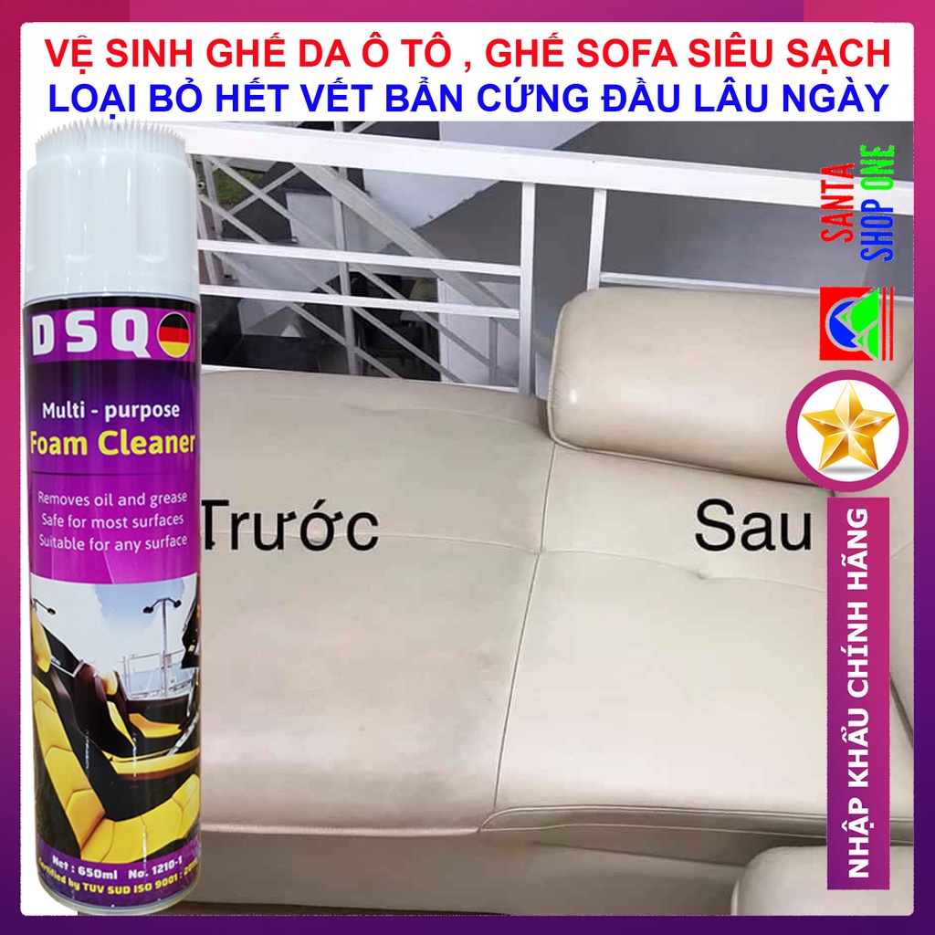 Vệ sinh ghế Sofa da - Chai xịt vệ sinh nội thất ôtô - Làm Sạch Ghế Da, ghế nỉ - Tẩy Ghế Sofa Cleaner DSQ