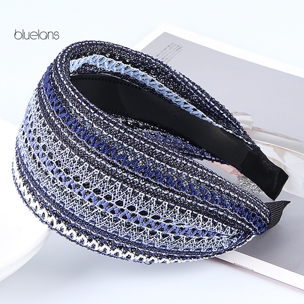 Băng Đô Cài Tóc Bản Rộng Thoáng Khí Màu Sắc Retro