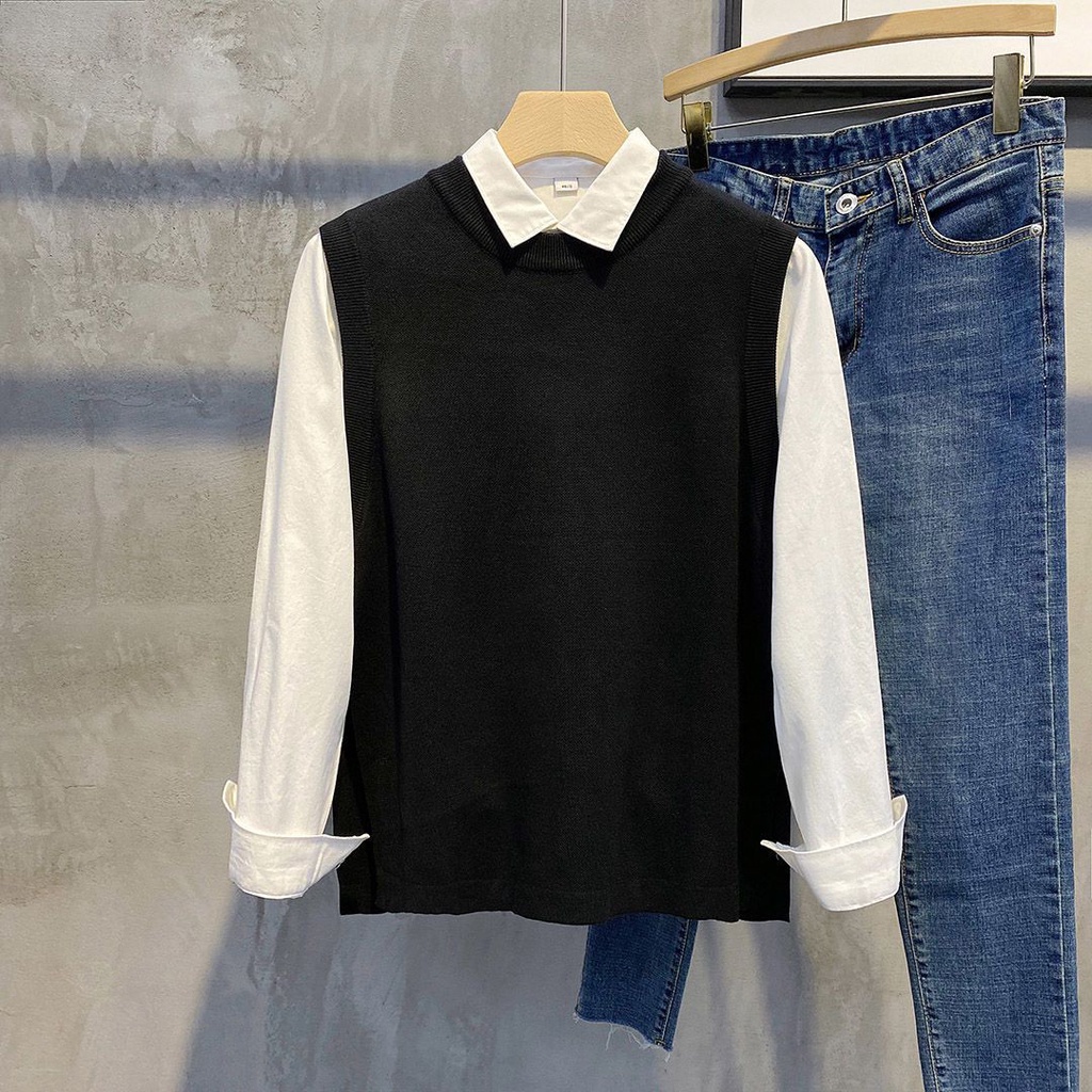 * * O Kho C Áo Khoác Sweater Dệt Kim Màu Trơn Phong Cách Hàn Quốc Đơn Giản Dễ Phối Đồ Cho Nam