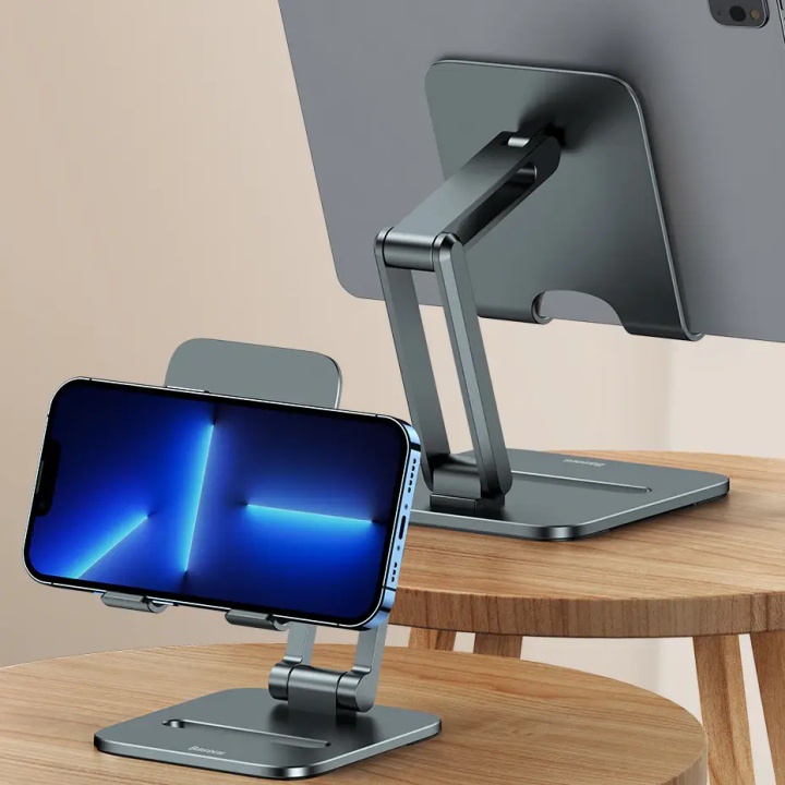 Giá Đỡ Điện Thoại iPad Hợp Kim Nhôm Xếp Gọn Hai Trục Baseus