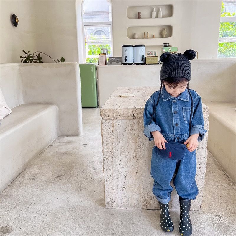 Jumpsuit Jeans Mềm Mại Thời Trang Cá Tính Cho Bé Trai và Bé Gái