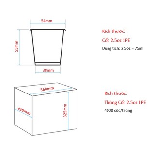 Cốc giấy Vietcup 2.5oz 1PE - 75ml đựng đồ dùng thử ( 100 chiếc)